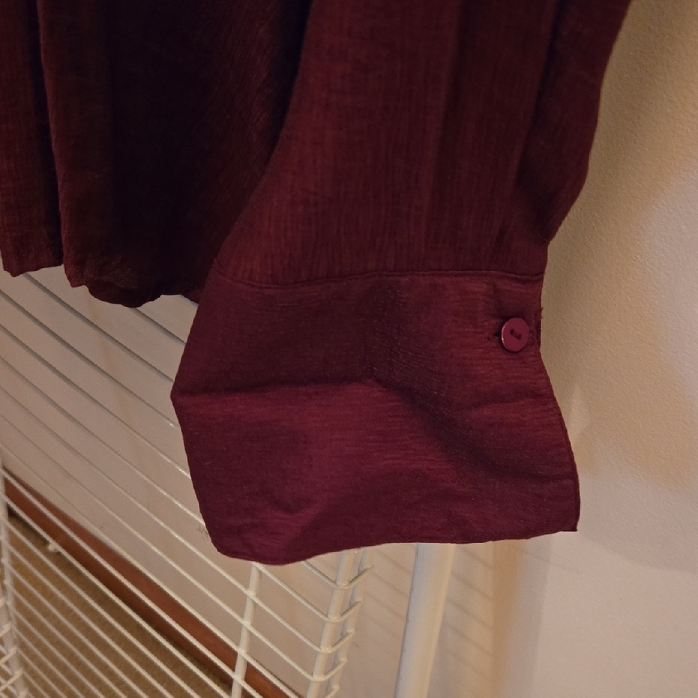 Coldwater Creek Burgundy Button-Down Shirt - Picture 6 of 9